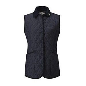 John Partridge Moorland Quilted Gilet Vest‎ Navy Claret Womens M Made in UK NEW